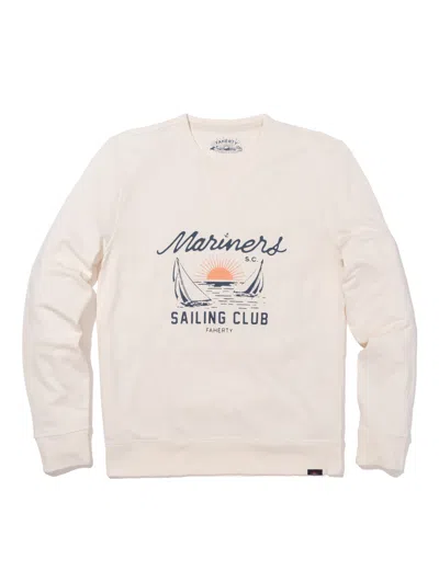 Faherty Charleston Long-sleeve Terry Crewneck T-shirt In Solar White