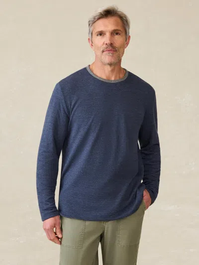 Faherty Cloud&trade; Reversible Crew In Medium Grey Heather/navy Heather