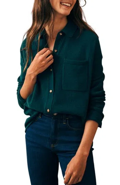 Faherty Cloud Cashmere Sweater Shirt In Green