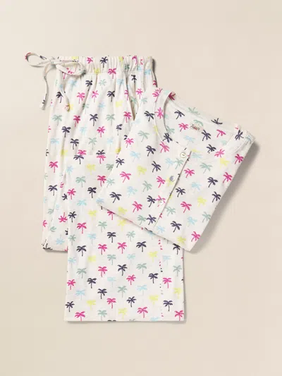 Faherty Cloud Henley Pajama Pants Set In Sun Valley Palms
