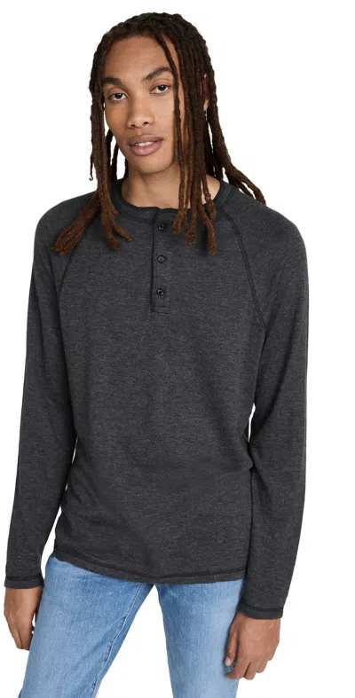 Faherty Cloud Long Sleeve Henley Charcoal Heather