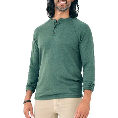Faherty Cloud Cotton Long-sleeve Henley T-shirt (tall) In Deep Fern Heather