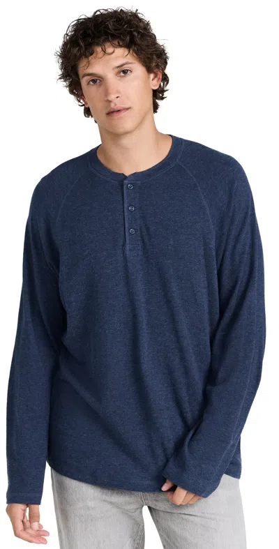 Faherty Cloud Long Sleeve Henley Navy Heather