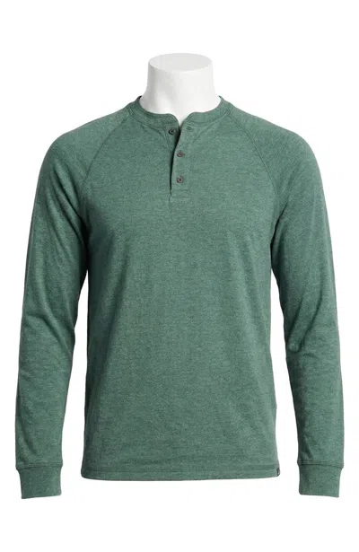 Faherty Cloud Long Sleeve Henley Tee In Deep Fern Heather In Green