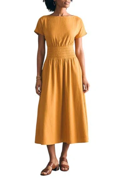 Faherty Coast To Coast Smocked Waist Organic Cotton Maxi Dress