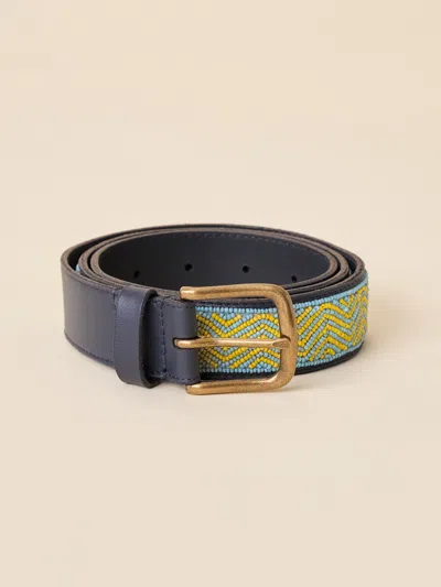 Faherty Coastal Beaded Belt In Navy