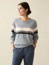 Faherty Coastal Cloud Crew T-shirt In Blue Westward Stripe