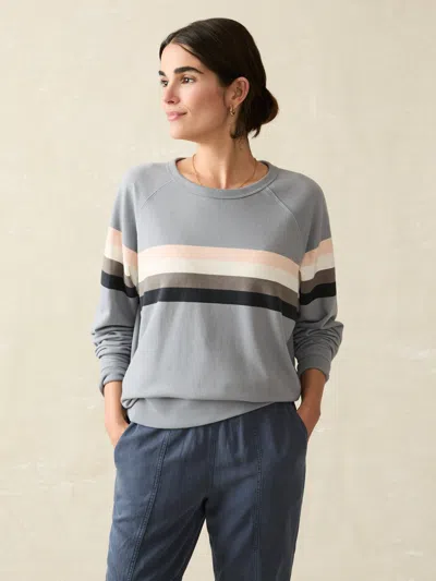 Faherty Coastal Cloud Crew T-shirt In Blue Westward Stripe