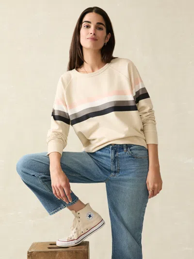 Faherty Coastal Cloud Crew T-shirt In Sandbar Stripe