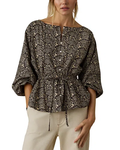 Faherty Coastal Poplin Faye Top In Brown