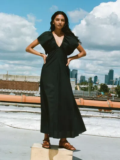 Faherty Coastal Poplin Bondhi Dress In Black