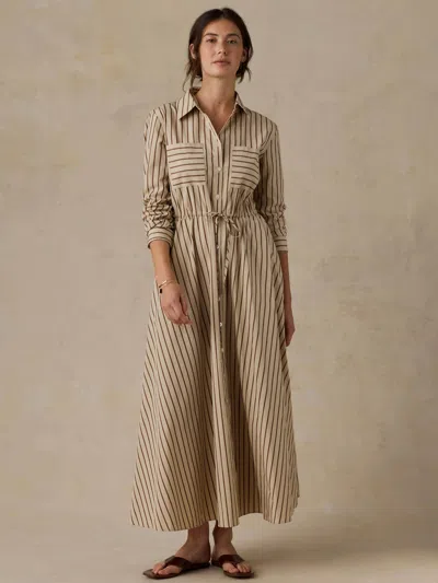 Faherty Coastal Poplin Catalina Dress In Drift Sand Stripe