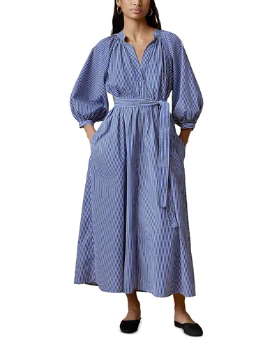 Faherty Coastal Poplin Kaia Dress In Blue