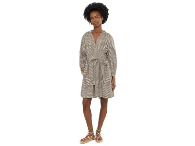 Faherty Coastal Poplin Kaia Mini Dress Women's Dress Bloom Trail Floral: Xl In Brown