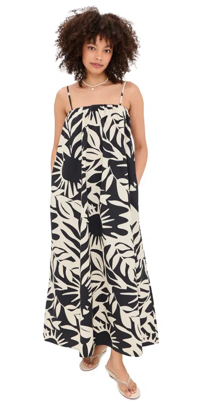 Faherty Coastal Poplin Kaua Dress Garden Sonata In Black