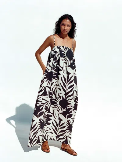 Faherty Coastal Poplin Kaua Dress Garden Sonata In Black