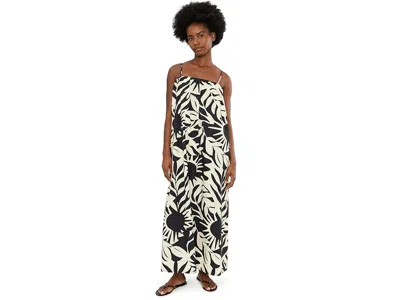 Faherty Coastal Poplin Kaua Dress Garden Sonata In Black