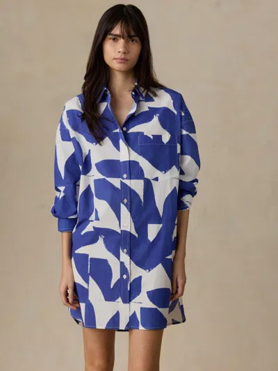 Faherty Coastal Poplin Kova Shirtdress In Blue