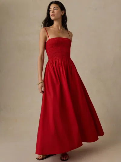 Faherty Coastal Poplin Lucia Dress Tango Red