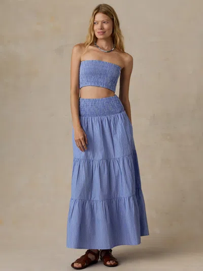Faherty Coastal Poplin Maxi Skirt In Blue