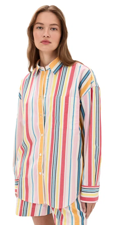Faherty Coastal Poplin Relaxed Button Down Shirt Sunset Parade In Multi
