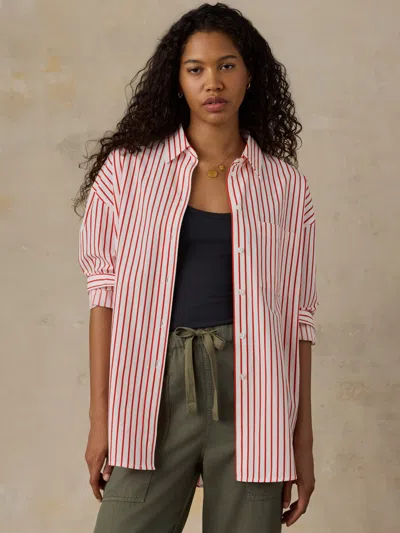 Faherty Coastal Poplin Relaxed Shirt In Pink