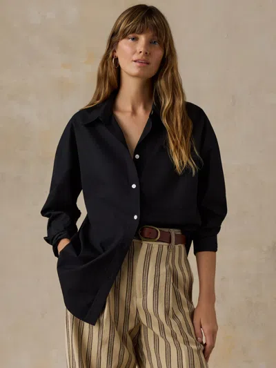 Faherty Coastal Poplin Relaxed Shirt In Black