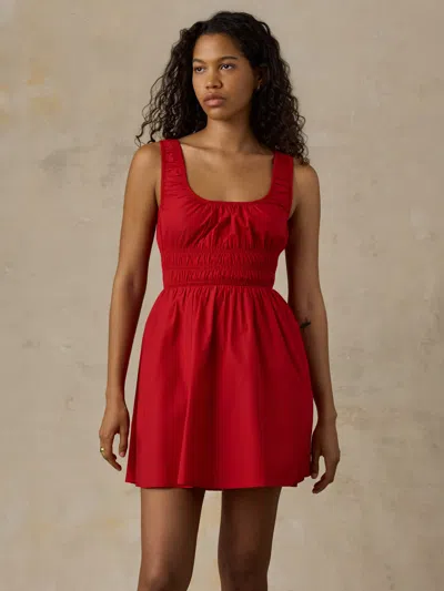 Faherty Coastal Poplin Sunseeker Mini Dress In Red