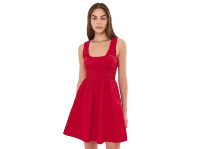 Faherty Coastal Poplin Sunseeker Mini Dress In Red