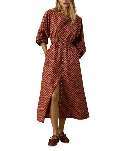 Faherty Coastal Poplin Suri Dress In Red