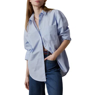 Faherty Coastal Relaxed Organic Cotton Button-up Shirt In Blue Current