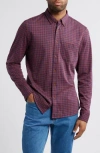 Faherty Coastline Knit Button-down Shirt In Navy Red Gingham