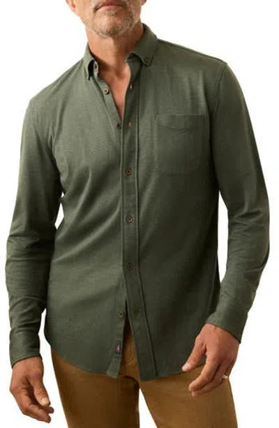 Faherty Coastline Knit Button-down Shirt In Forest Heather Twill