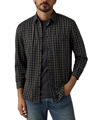 Faherty Coastline Knit Plaid Button Down Shirt In Black