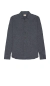 Faherty Coastline Knit Shirt Charcoal Heather Twill In Blue