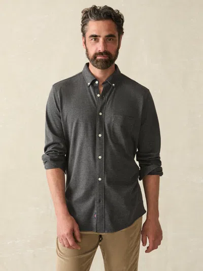 Faherty Coastline Knit Shirt In Charcoal Heather Twill