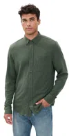 Faherty Coastline Knit Shirt Forest Heather Twill In Green