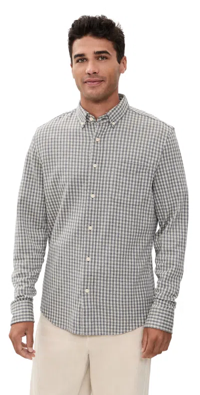Faherty Coastline Knit Shirt Fox Grey Gingham In Multi