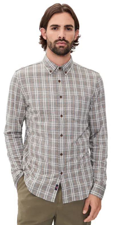 Faherty Coastline Knit Shirt Grey Cloud Plaid In Gray