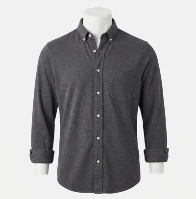 Faherty Coastline Knit Shirt In Charcoal Heather Twill In Gray