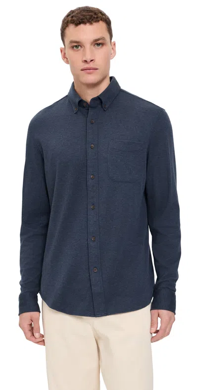 Faherty Coastline Knit Shirt Ocean Heather Twill