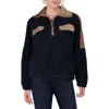 Faherty Cord Mix Popover Womens Mixed Media Sherpa 3/4 Zip Pullover In Blue