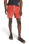 Faherty Corduroy Drawstring Shorts In Coastal Coral Orange