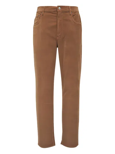Faherty Corduroy-texture Trousers In Brown