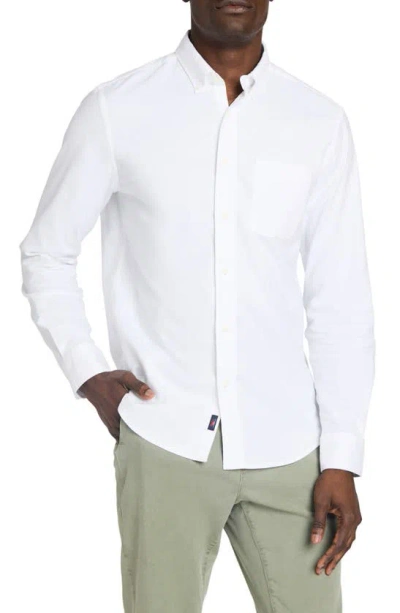 Faherty Cotton Blend Oxford Button-down Shirt In Pure White