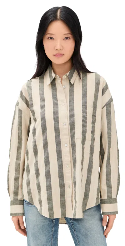 Faherty Cotton Linen Relaxed Shirt Pine Bay Stripe In Multi