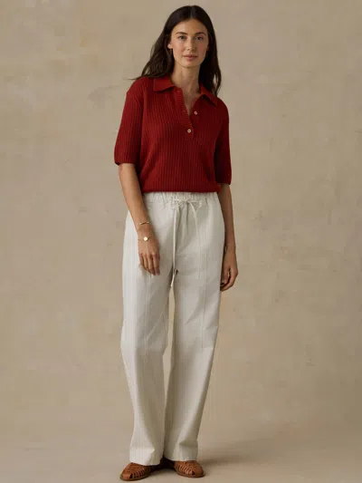 Faherty Cotton Twill Drawstring Pants In Egret
