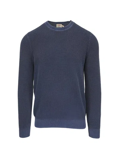 Faherty Crewneck Long-sleeve Knitted Sweater In Blue