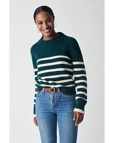 Faherty Cuddle Striped Crewneck Sweater In Green