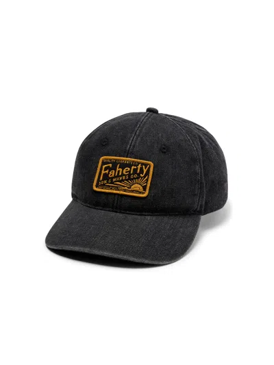 Faherty Denim Baseball Hat In Washed Black